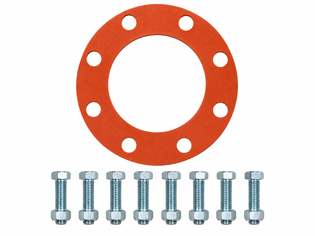 Everflow FGF05R-B 5" Red Rubber Full Face Gasket With Bolt & Nut Set