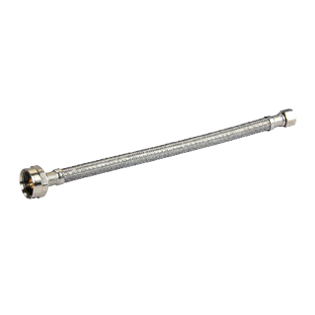 Everflow 27413-NL 12" Stainless Steel 3/8" Compression X 7/8" BC Brass Nut Braided Tank Supply Line (Lead Free)