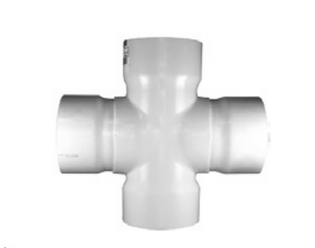 Charlotte Pipe 410 6" X 6" X 4" X 4" PVC DWV Tee Cross (All Hub)