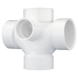 Charlotte Pipe PVC 438 4" X 4" X 4" X 4" X 2" DWV Double Sanitary Tee with Side Inlet (ALL Hub)