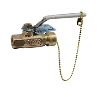 Apollo 70LF103HC 1/2", FNPT x Hose Connection, Lead Free, Bronze, Ball Valve w/ Cap & Chain
