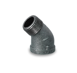 Everflow BMSF0300 3" Black Malleable 45° Street Elbow