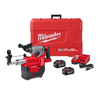 Milwaukee M18 FUEL 18-Volt 1” SDS Plus Rotary Hammer w/ Dust Extractor Kit , Two XC6.0 Batteries,  Rapid Charger