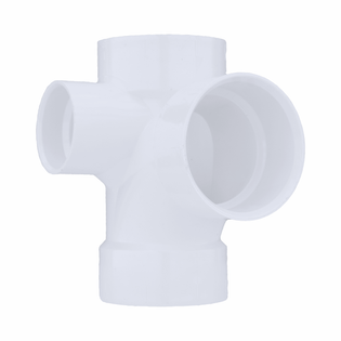 Charlotte Pipe (PVC 00416 0800) 3" X 3" X 3" X 2" DWV Sanitary Tee with Left Side Inlet (ALL Hub)