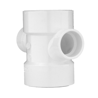 Charlotte Pipe (PVC 00429 0600) 2" X 2" X1-1/2"X1-1/2" DWV Double Sanitary Tee, Reducing (ALL HUB)