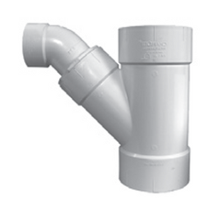 Charlotte Pipe (PVC 00504 1900) 10" X 10" X 4" DWV Combination Wye and 45° Reducing Elbow (Two Piece All Hub)
