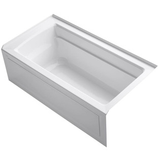 KOHLER K-1123-RA-0 Archer 5-Foot Bath with Comfort Depth Design, Integral Apron and Right-Hand Drain, White