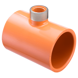 Spears 4202-209SR, 1-1/2"X 1/2" CPVC FlameGuard Sprinkler Head Tee - Special Reinforced Plastic Thread Style (Socket x Socket x SR Fipt - Stainless Steel Collar)