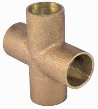 Elkhart 51238 1 1/4" Cast Brass Cross Lead-Free (C x C x C x C)