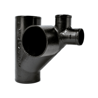 Charlotte Pipe 04473 4" Cast Iron No Hub 10" Closet Fitting With 2" Inlet and 2" Side Inlet Right Hand