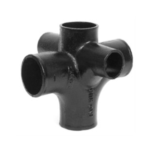 Charlotte Pipe 00385 3" X 2" Cast Iron No Hub Sanitary Cross With 2" 90° Sanitary Inlets Right and Left Above Center