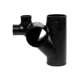 Charlotte Pipe 00633 4" X 4" X 2" X 2" X 4" X 4" Cast Iron No Hub Vented Closet Cross With 2" Top Vent and 2" Side Inlet
