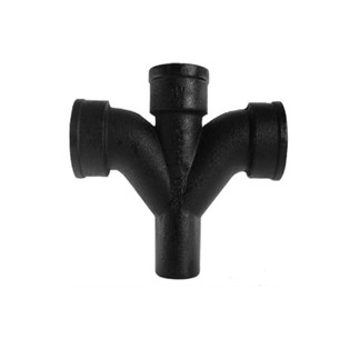 Charlotte Pipe 01022 4" Cast Iron Service Weight Double Combination Wye & 45° Elbow (Charlotte Pattern)