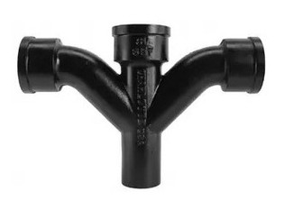 Charlotte Pipe 01034 4" Cast Iron Service Weight Double Combination Wye & 45° Elbow (Long Turn Pattern)