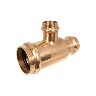 Apollo 10077802 ApolloPress 811R 1 1/2" X 1 1/4" X 1" Copper Press Small Diameter Reducing Tee (P X P X P)