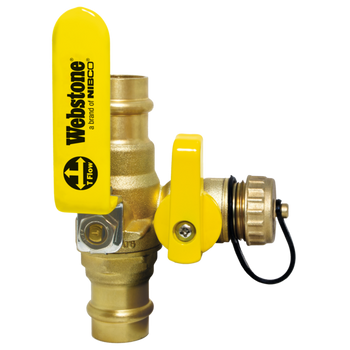 Webstone H-80613W 3/4" Press Pro-Pal Full Port Brass Ball Valve with Hi-Flow Hose Drain & Reversible Handle (Lead-Free)