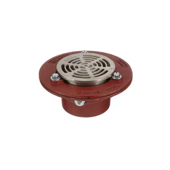 Mifab F1105-C-5-1-7 5" No-Hub Drain With Membrane Clamp And 5" Nickel Bronze Strainer With 1/2" Trap Seal Primer