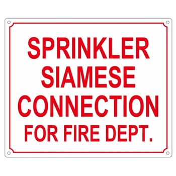10" X 12" Sprinkler Siamese Connection For Fire Dept Aluminum Sign