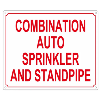 10" X 12" Combination Auto Sprinkler And Standpipe Aluminum Sign
