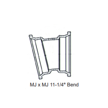 Sigma DMB611 6" Ductile Iron C153 MJ X MJ 11/32 - 11 1/4° Bend Mechanical Joint Fitting