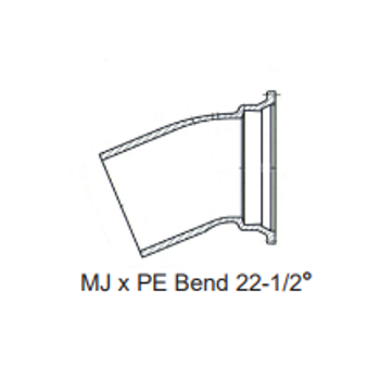 Sigma DME622 6" Ductile Iron C153 MJ X PE 22.5° Elbow Mechanical Joint Fitting