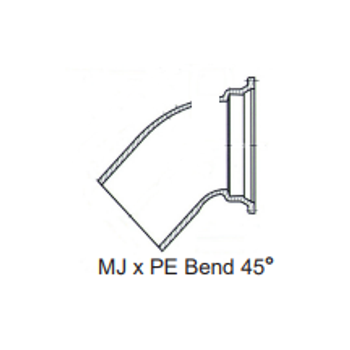 Sigma DME645 6" Ductile Iron C153 MJ X PE 45° Elbow Mechanical Joint Fitting