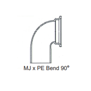 Sigma DME490 4" Ductile Iron C153 MJ X PE 90° Elbow Mechanical Joint Fitting