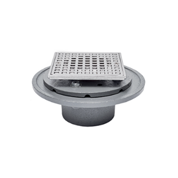 Sioux Chief 821-2IHQCP 4 1/8'' Shower Pan Drain 2" No Hub Connection With Chrome Head Square Strainer