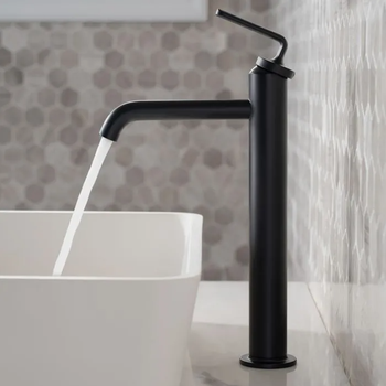 Kraus Ramus KVF-1220MB Single Handle Vessel Bathroom Sink Faucet with Pop-Up Drain in Matte Black