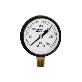 Boshart PG25-300NL 2 1/2" Lower Mount Pressure Gauge Black Steel Brass Dry (Lead Free)