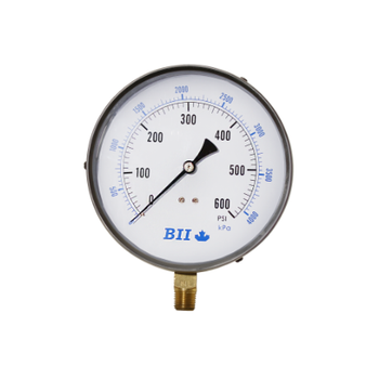 Boshart PG45-600NL 4 1/2" Lower Mount Pressure Gauge 304 Stainless Steel Brass Dry (Lead Free)