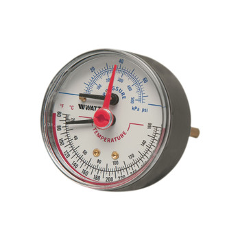 Watts 121661 3" Center Back-Entry Temperature & Pressure Gauge 0-75 PSI