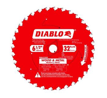 Diablo D0632GPA 6-1/2 in. x 32 Tooth Wood & Metal Carbide Saw Blade