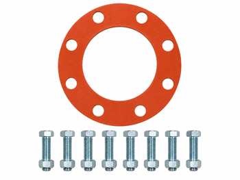 Everflow FGF08R-B 8" Red Rubber Full Face Gasket With Bolt & Nut Set