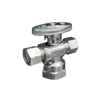 Everflow 86311PR-NL 1/2" FIP X 3/8" OD Compression X 3/8" OD Compression 1/4 Turn Dual Outlet Stop (Lead Free)