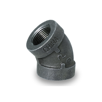 Everflow BXFL0112 1 1/2" XH Black Malleable 45° Elbow Class 300