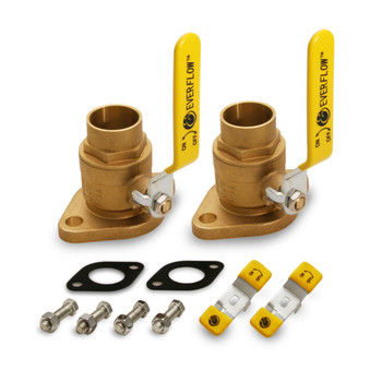 Everflow 505C034 3/4" Sweat Flange Ball Valve Set (Pair) Less Purge With Nuts & Bolts