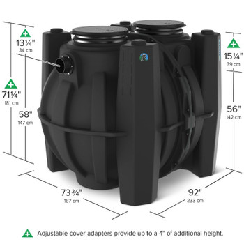 Schier GB-1000, High-Flow 100/200 GPM 6" Plain Connections Hydromechanical Grease Interceptor w/ Two Composite Covers (Liquid Capacity: 1000 Gal. Grease Capacity: 5,495/4,959 lbs. (753/679 gal.)