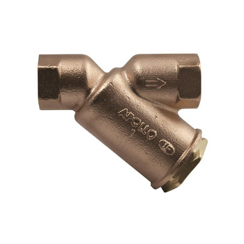 Apollo 59LF00502 1" FNPT Lead-Free Bronze Wye Strainer, Tapped Cap, 400 PSI