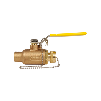Apollo 70204HC 3/4" Bronze Ball Valve with Hose Thread w/ Cap & Chain, Sweat x Hose Connection, 600 PSI