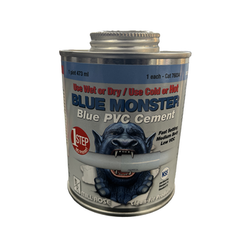 Mill-Rose Blue Monster 76032 1/2 pt (8 fl oz) Weatherproof 1-Step Blue PVC Cement