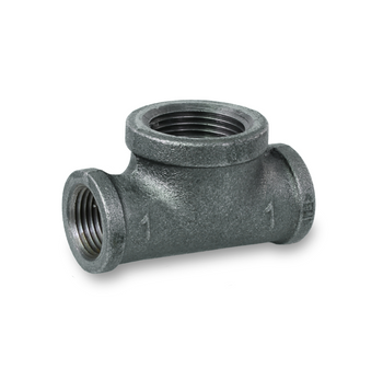 Everflow BMBT0121 1/2" X 1/2" X 1" Black Malleable Bullhead Tee