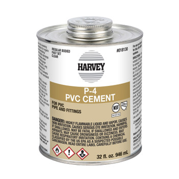 Harvey (018130-12) 32 oz. P-4 PVC Regular Body Clear Cement