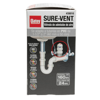 Oatey (39017) Sure-Vent 1.5 in. – 2 in. 160 Branch, 24 Stack DFU Air Admittance Valve with PVC Schedule 40 adapter