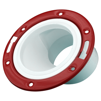 Charlotte Pipe (PVC 00820 0600) 4" X 3" DWV Offset Closet Flange, Adjustable with Metal Ring (1 1/2" Offset) (Hub)