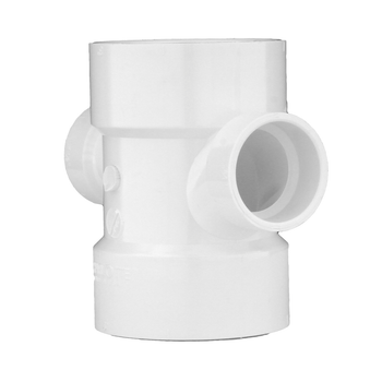 Charlotte Pipe (PVC 00429 1200) 3" X 3" X 2" X 2" DWV Double Sanitary Tee, Reducing (ALL HUB)