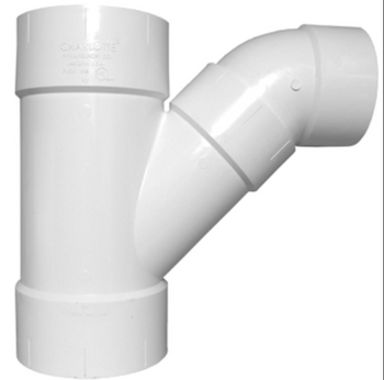 Charlotte Pipe (PVC 00503 1400) 10" DWV Combination Wye and 45° Elbow, (Two Piece All Hub)