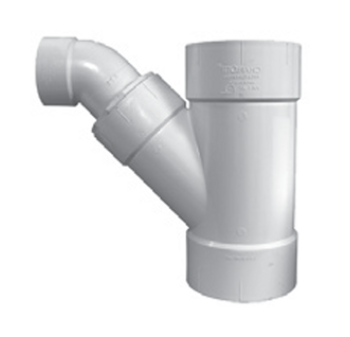 Charlotte Pipe (PVC 00504 1900) 10" X 10" X 4" DWV Combination Wye and 45° Reducing Elbow (Two Piece All Hub)