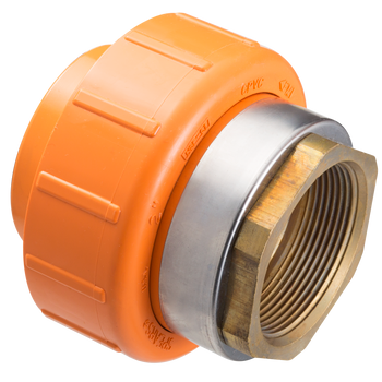 Spears 4259-015BR, 1-1/2" CPVC FlameGuard Transition Union - Metal Thread Insert Style (Socket x Fipt)