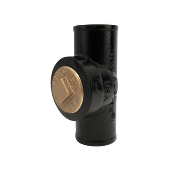 Charlotte Pipe 00477 6" X 6" Cast Iron No Hub Test Tee With Southern 
Raised-Head Brass Plug Installed